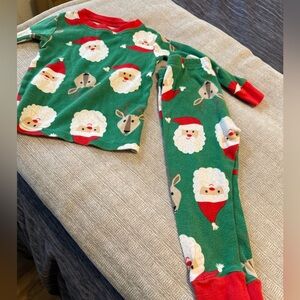 Carter's Green Santa and Reindeer Pajama Set
